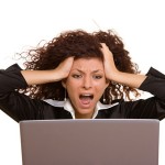 Frustrated with technology woman